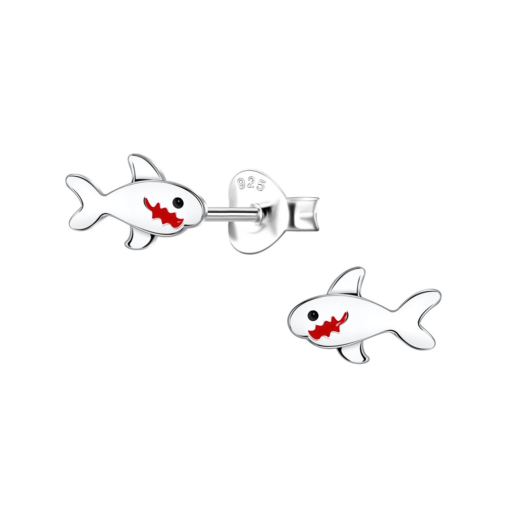 Puces d'oreilles requin en argent