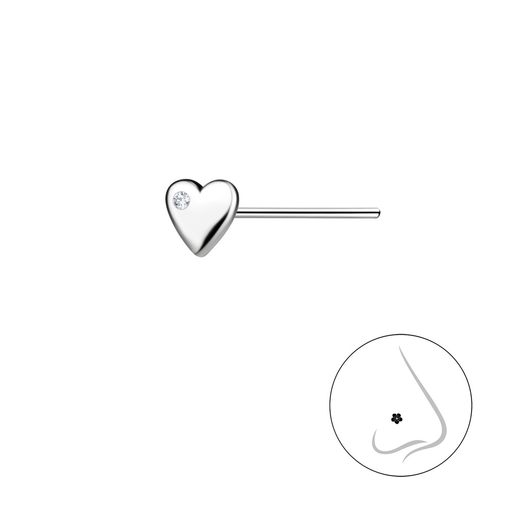 Clou de nez cœur en argent