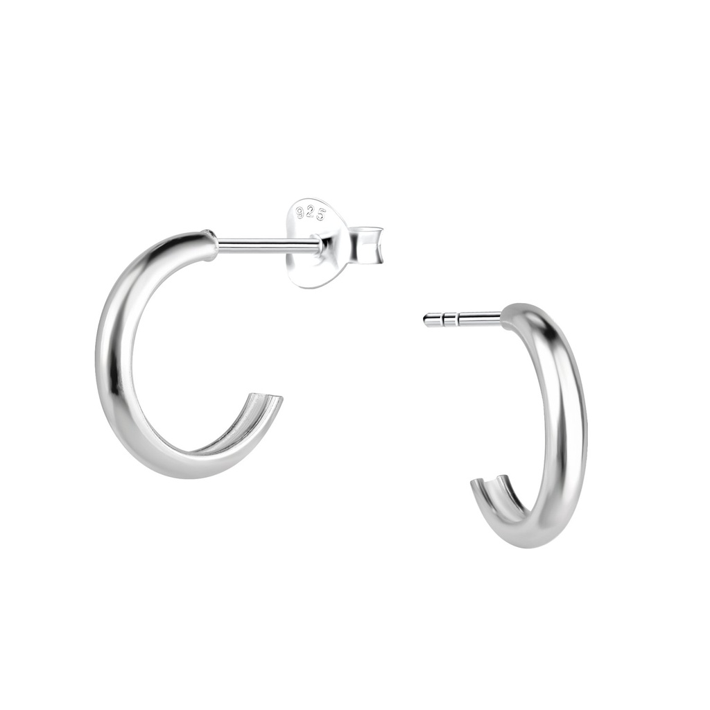 [10033020] Silver Half Hoop Stud Earrings
