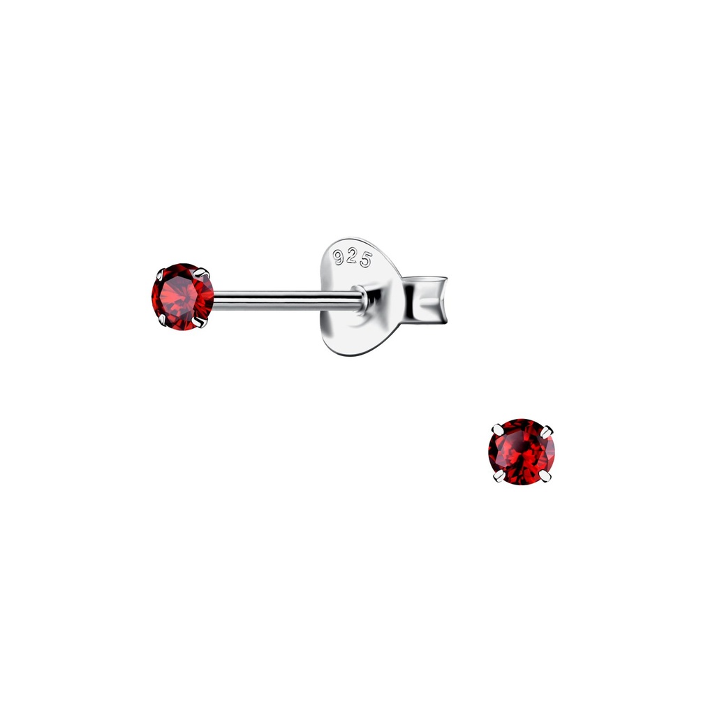 2.5mm Round Cubic Zirconia Silver Stud Earrings