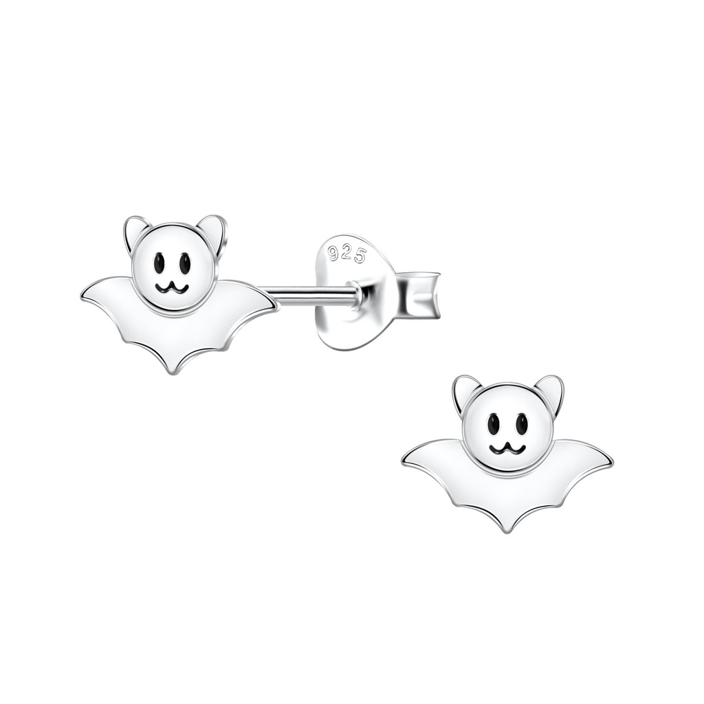 Silver Bat Stud Earrings