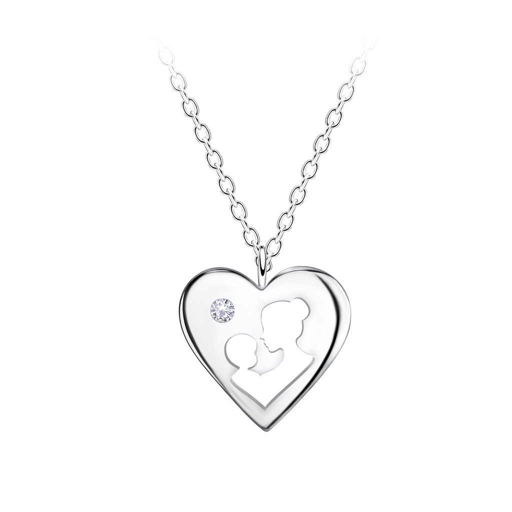 Collier mère et bébé cœur en argent