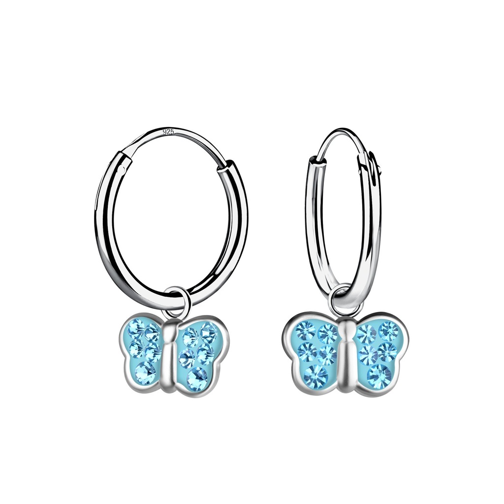 Créoles breloque papillon en argent