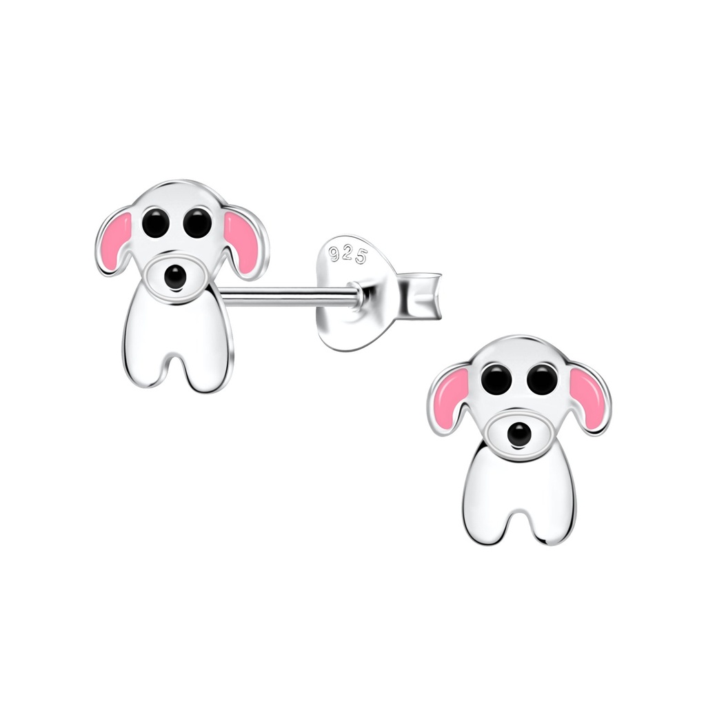 [10033010] Silver Dog Stud Earrings