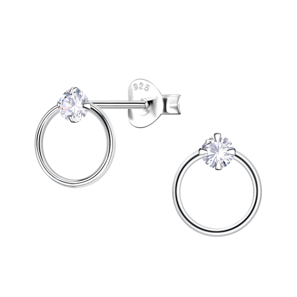 Silver Circle Stud Earrings