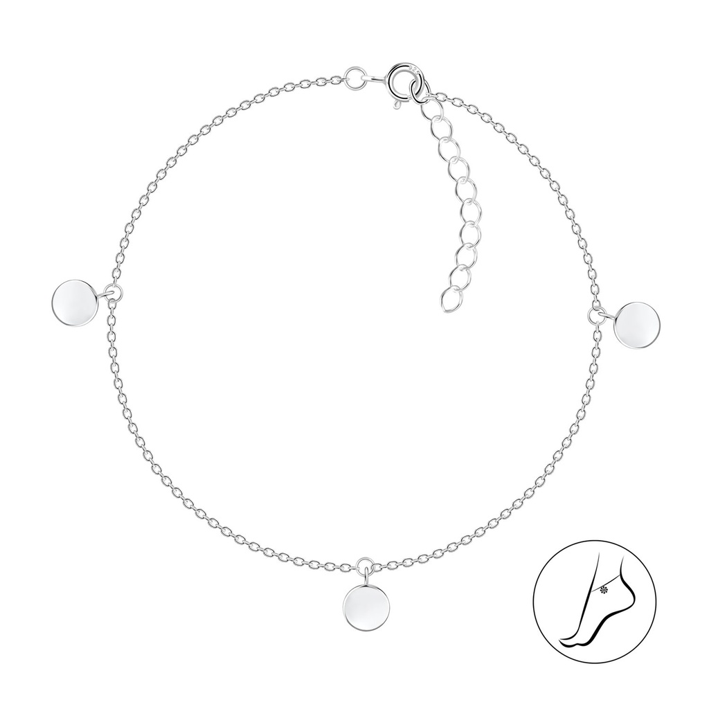 [10032920] 25cm Silver Round Anklet