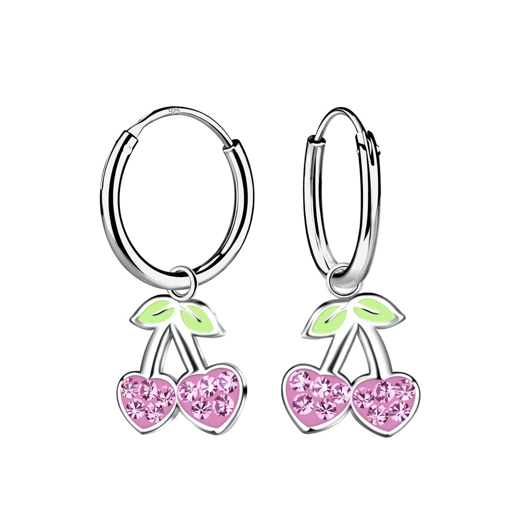[10033002] Créoles breloque cerise en argent