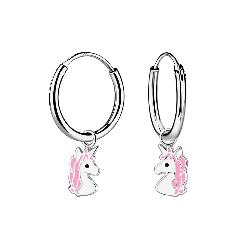 Créoles breloque licorne en argent