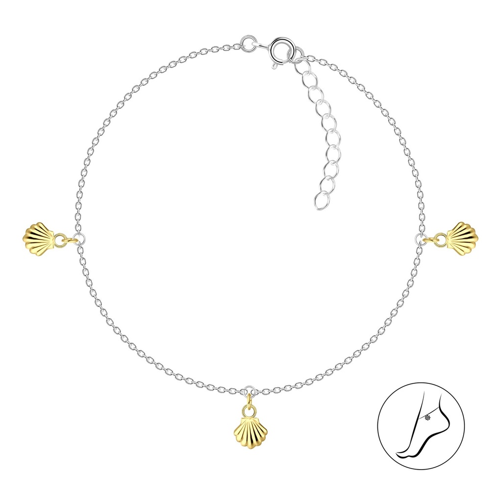 [10032922] Chaîne de cheville coquillage en argent 25 cm