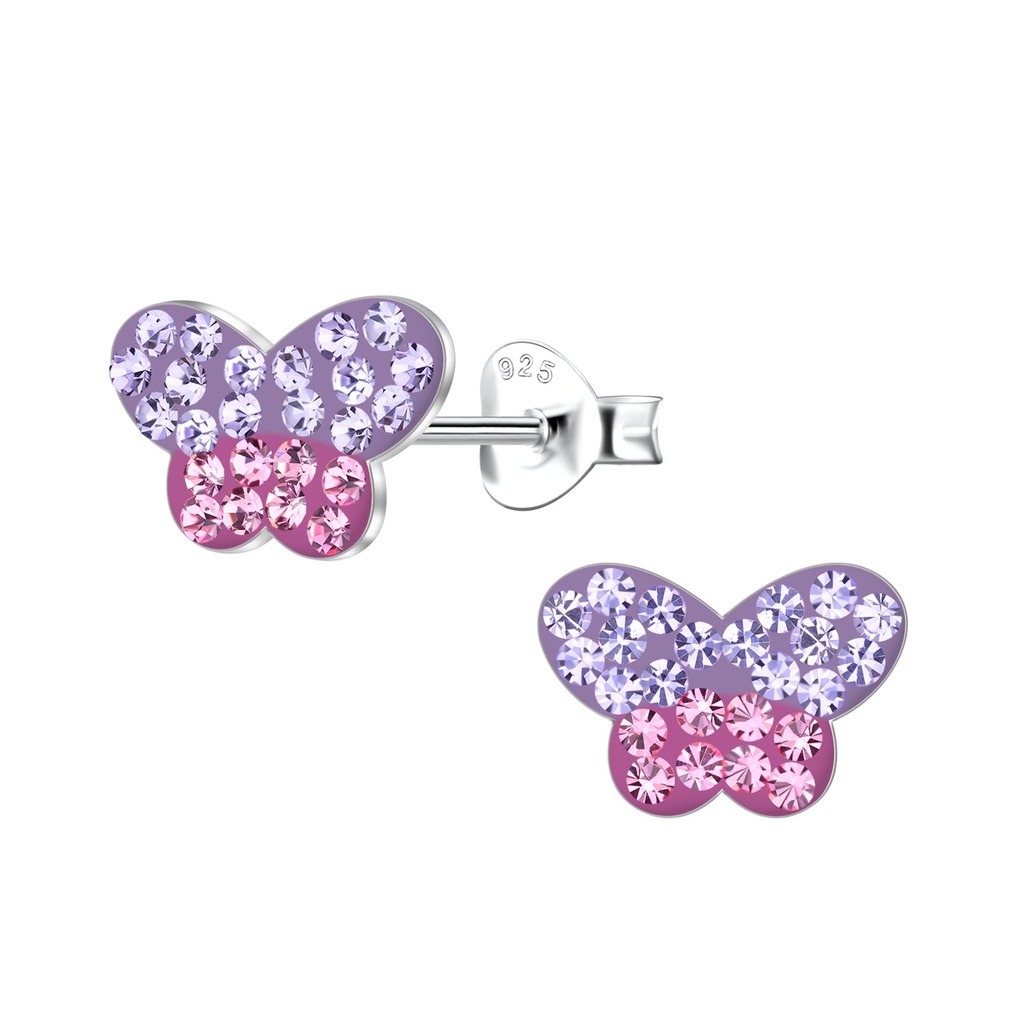 [10032943] Puces d'oreilles papillon en argent