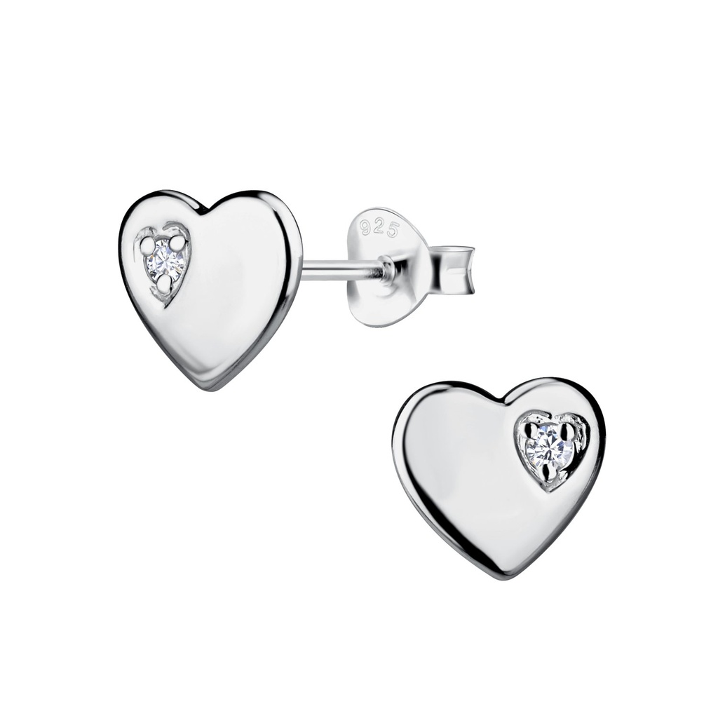 Silver Heart Stud Earrings