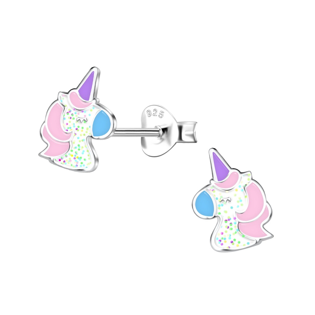 Silver Unicorn Stud Earrings