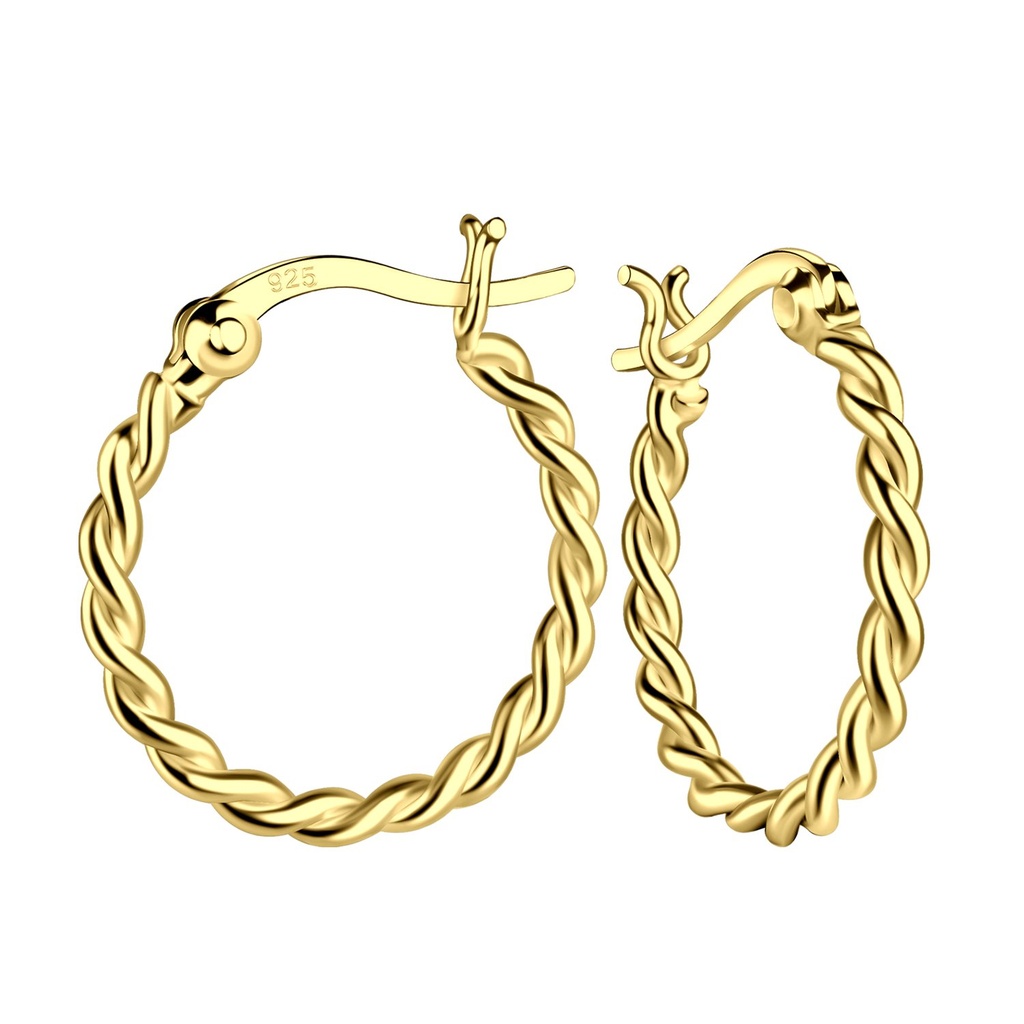 [10032917] 18mm Silver Twisted French Lock Hoop Earrings