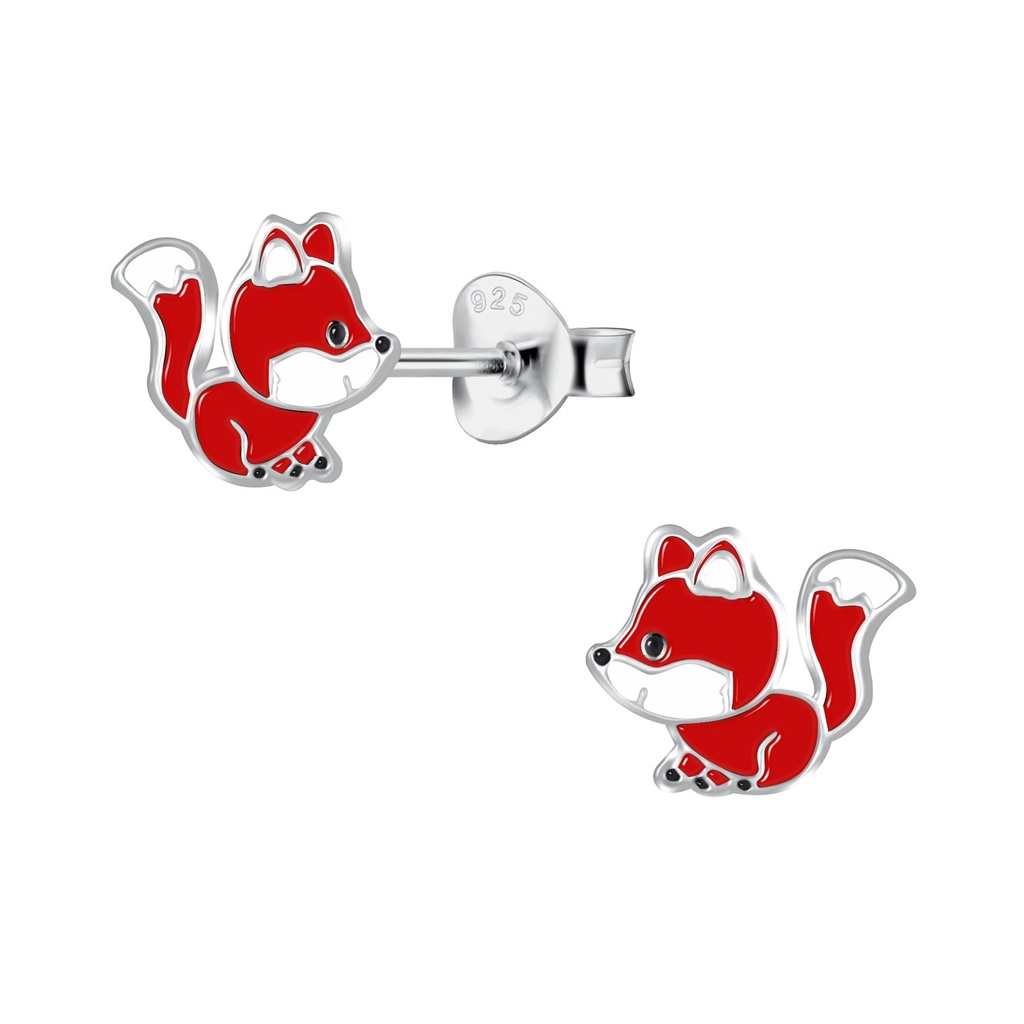 [10032968] Silver Fox Stud Earrings