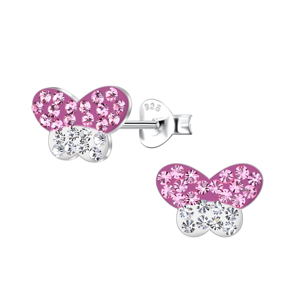 Puces d'oreilles papillon en argent