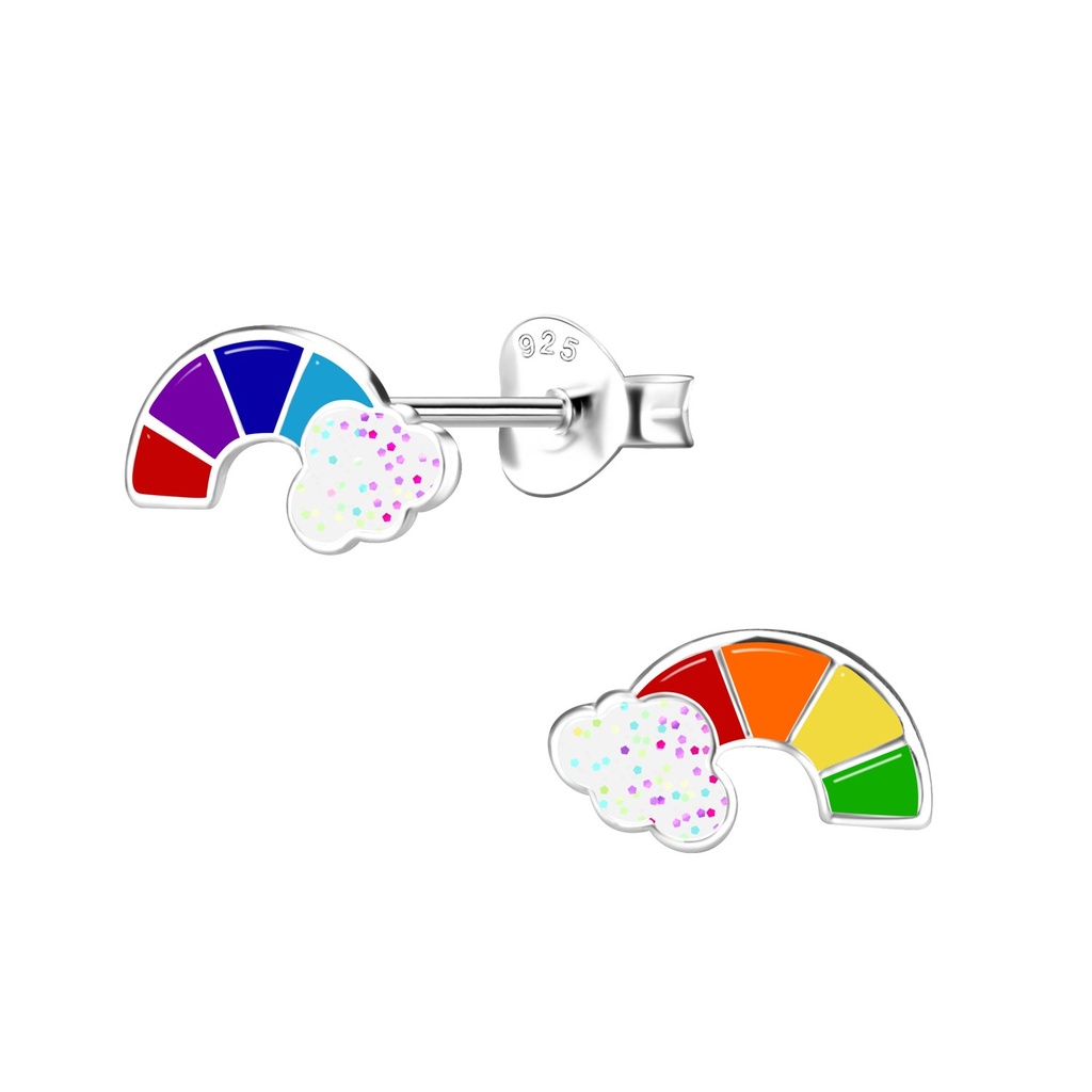 Silver Rainbow Stud Earrings