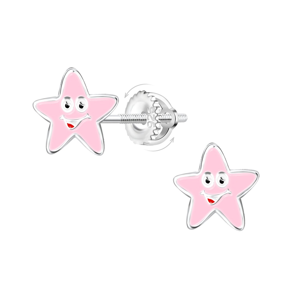 Boucles d'oreilles à fermoir à vis étoile en argent