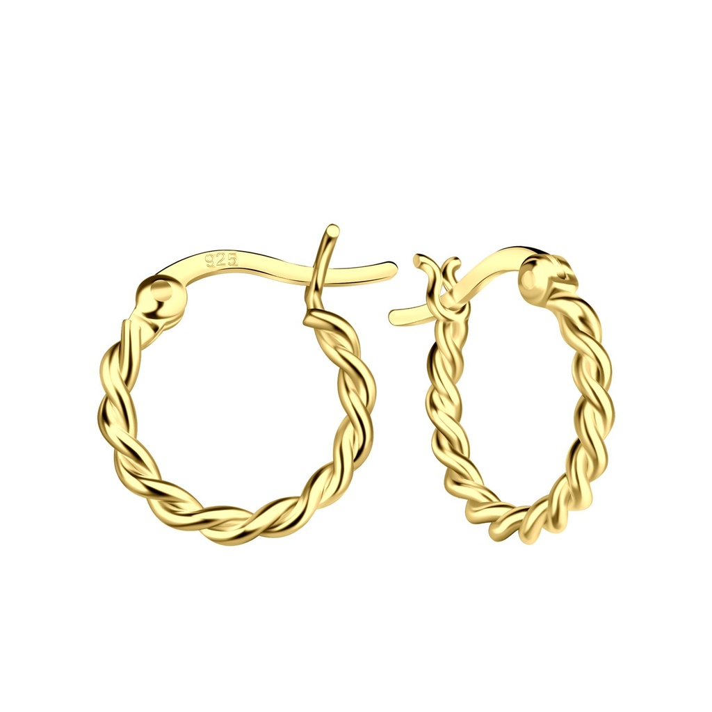 [10032852] 13mm Silver Twisted French Lock Hoop Earrings