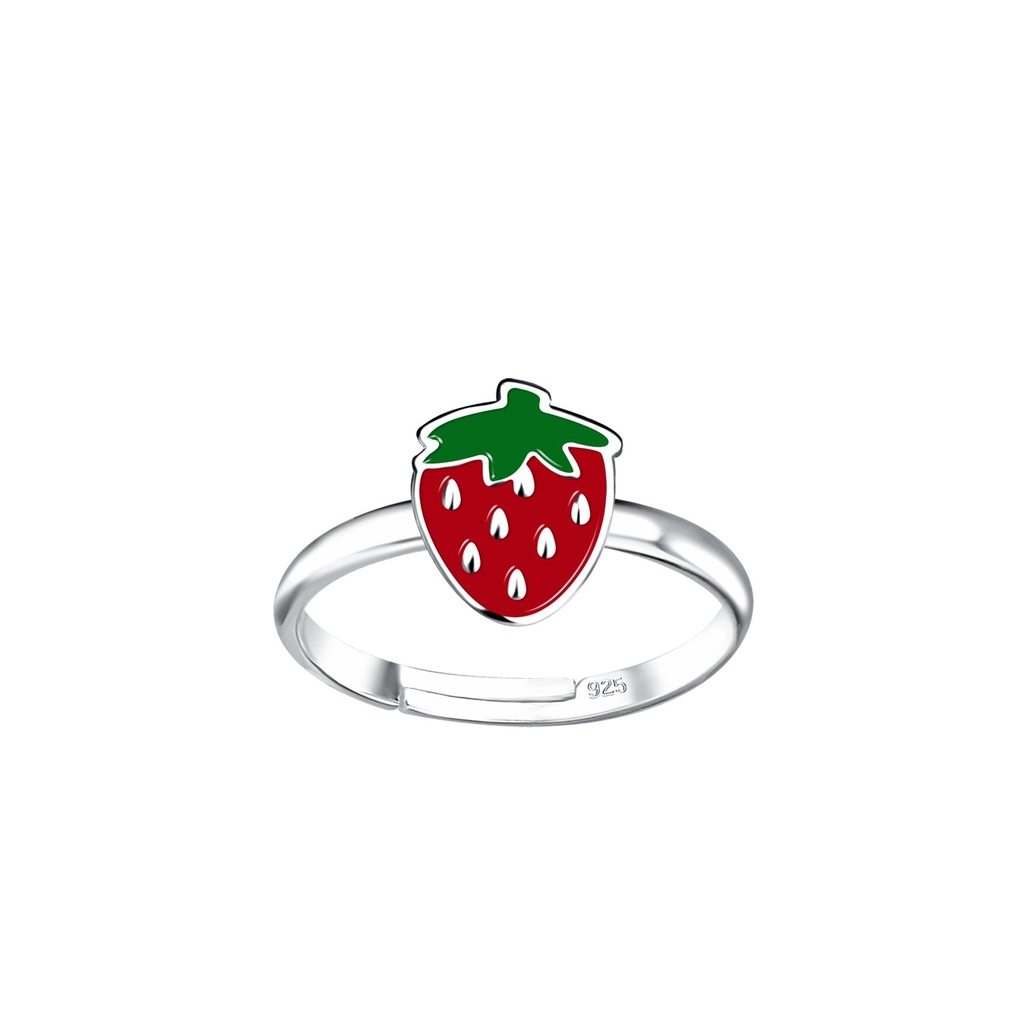 [10032833] Silver Strawberry Adjustable Ring