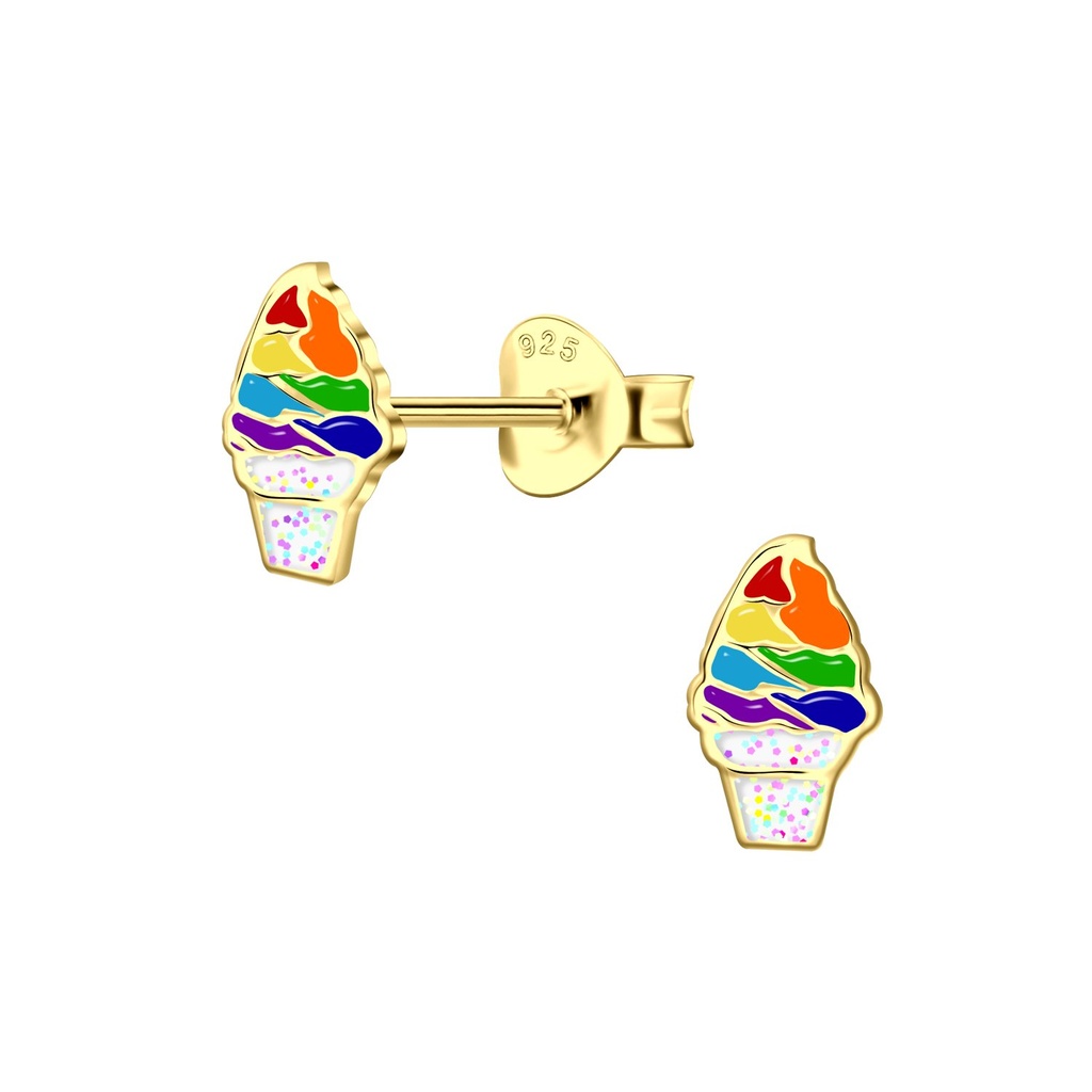 Silver Ice Cream Stud Earrings