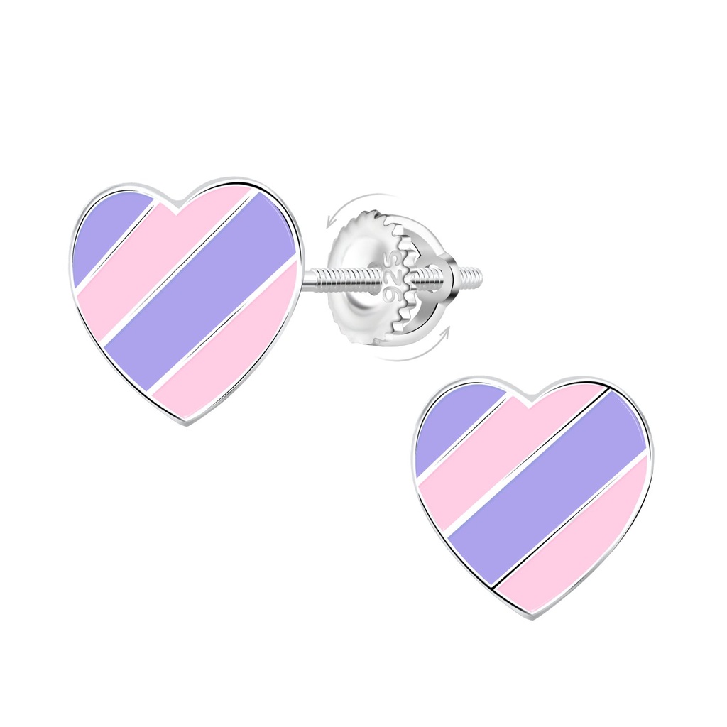[10031958] Silver Heart Screw Back Earrings