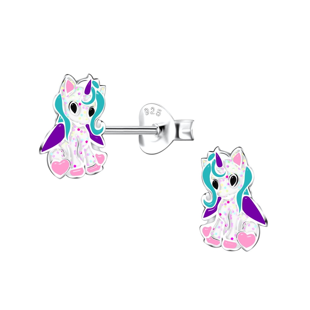 Silver Unicorn Stud Earrings