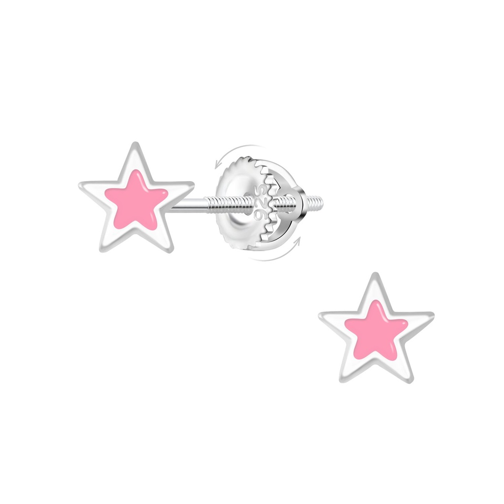 [10031956] Silver Star Screw Back Earrings