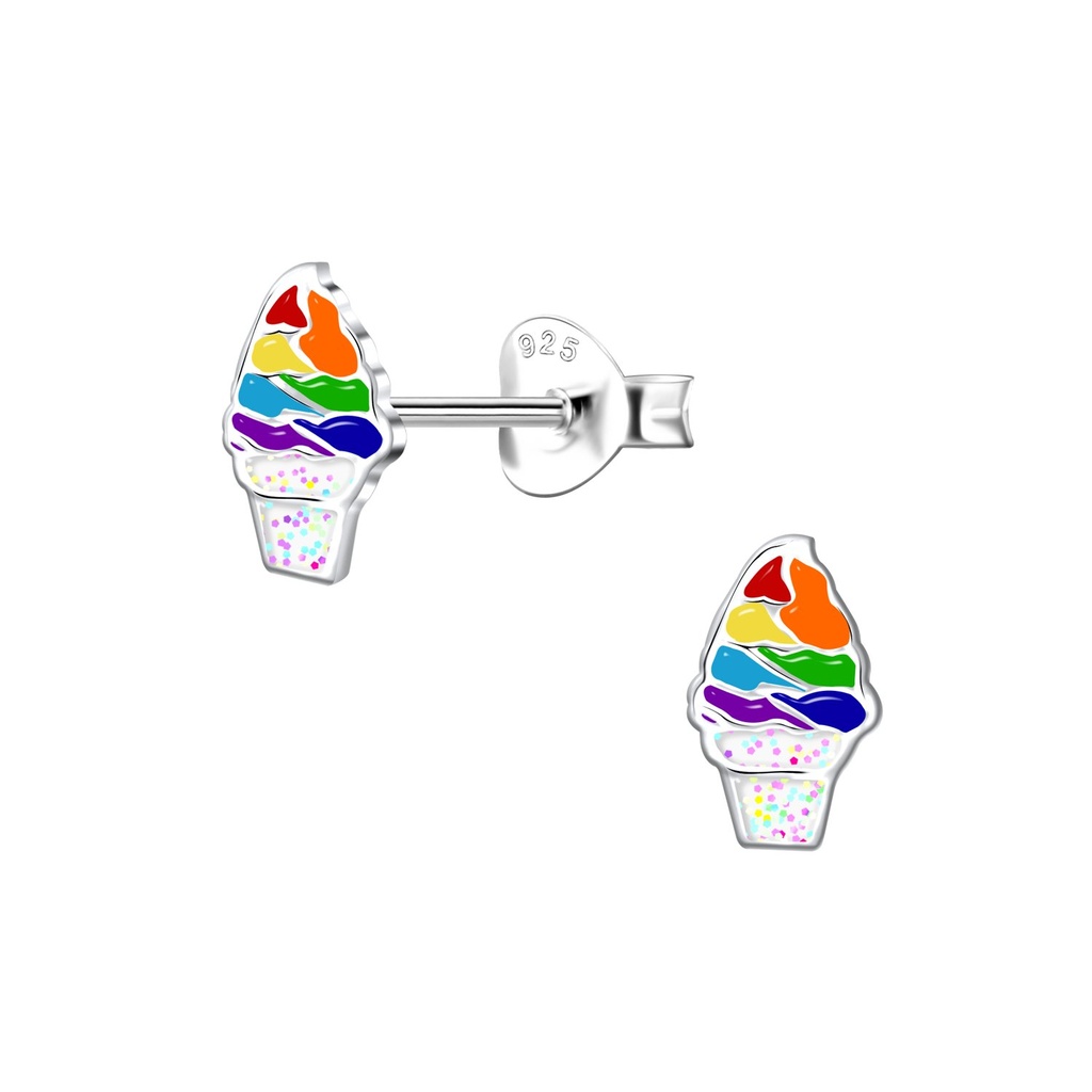 Silver Ice Cream Stud Earrings