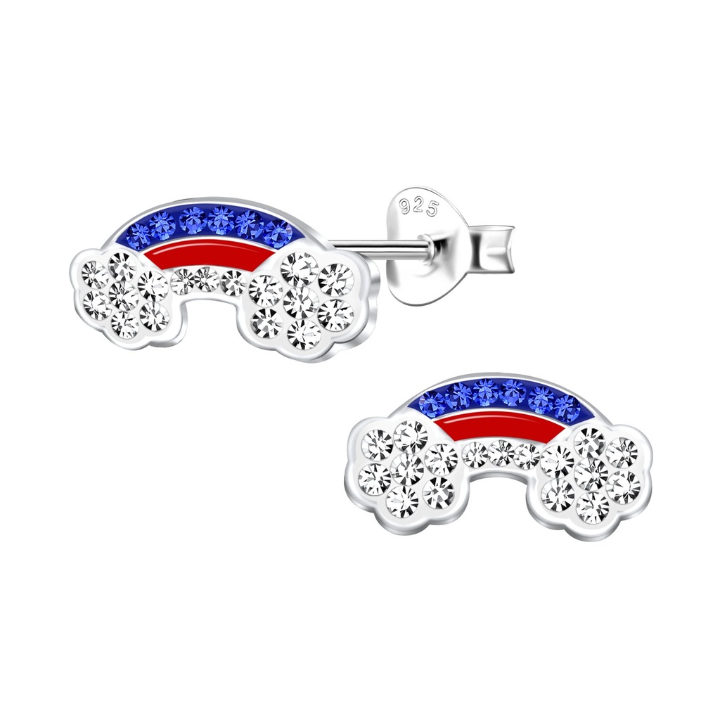 Puces d'oreilles arc-en-ciel USA en argent