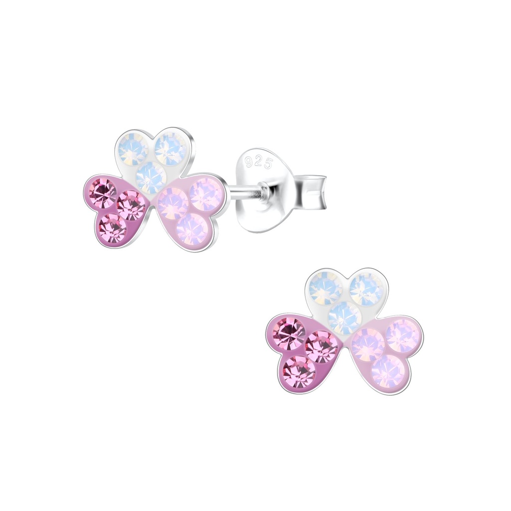 [10031998] Silver Triple Heart Stud Earrings
