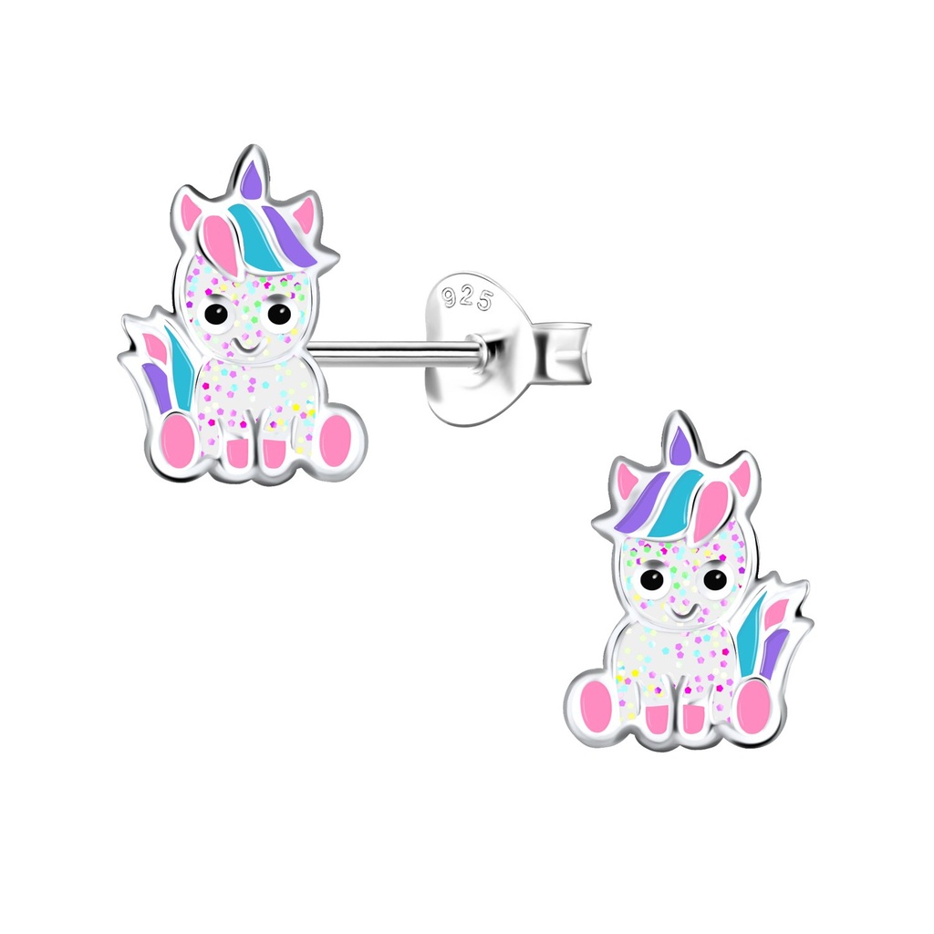 [10014624] Silver Unicorn Stud Earrings