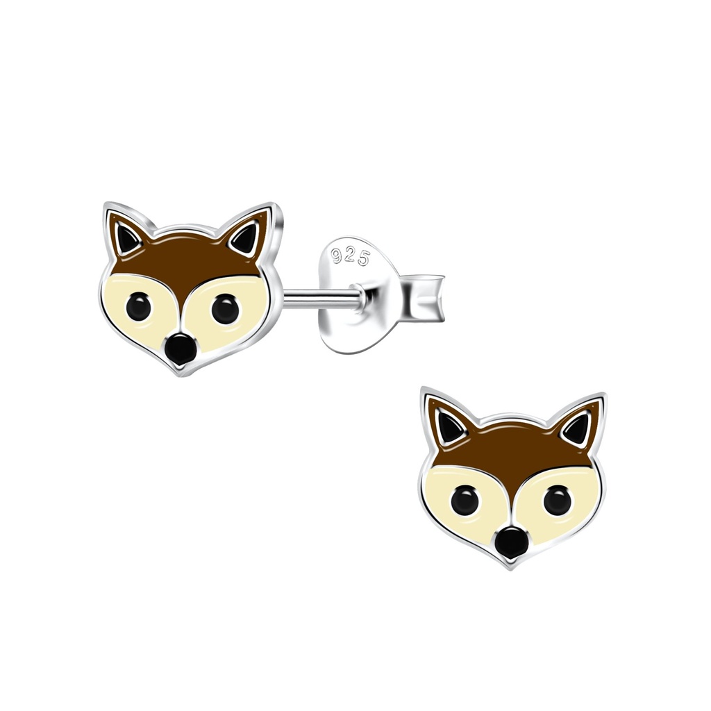 Silver Fox Stud Earrings