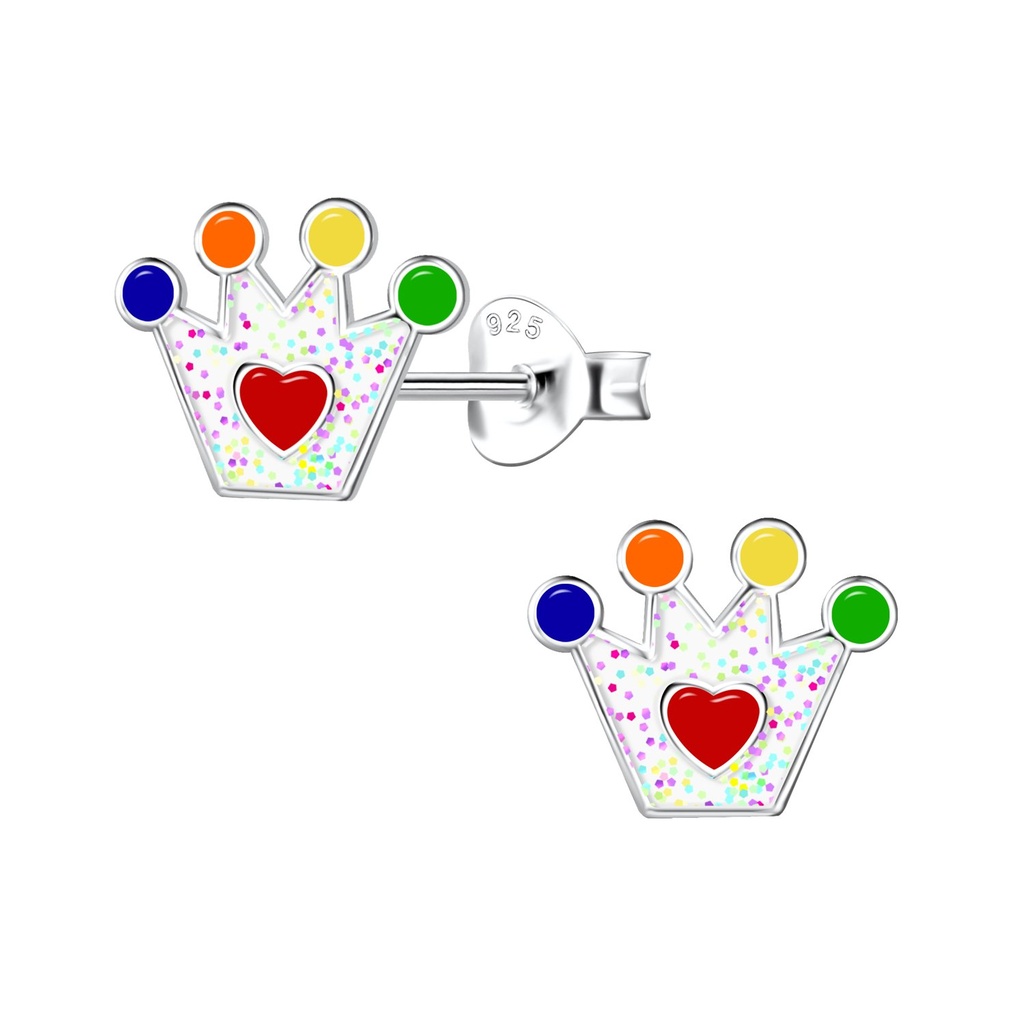 Silver Crown Stud Earrings