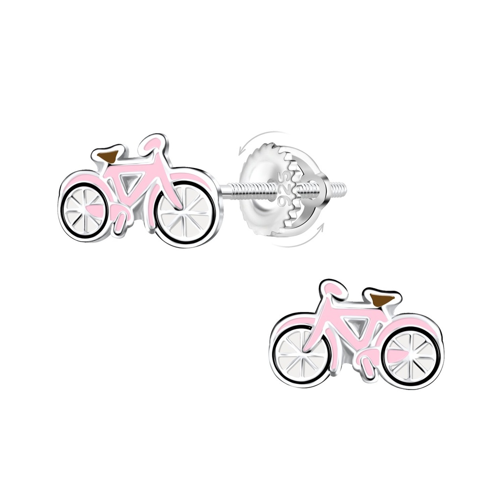 Boucles d'oreilles à fermoir à vis vélo en argent