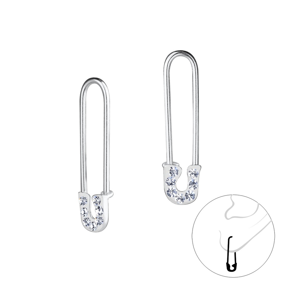 Créoles épingle de sûreté en argent