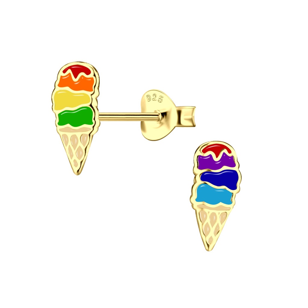 Silver Ice Cream Stud Earrings