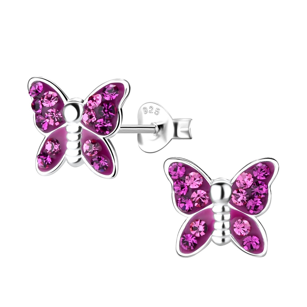 Puces d'oreilles papillon en argent