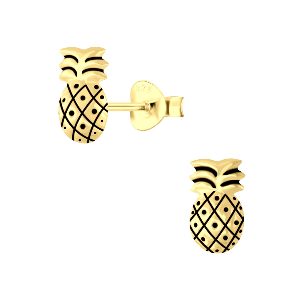 Puces d'oreilles ananas en argent