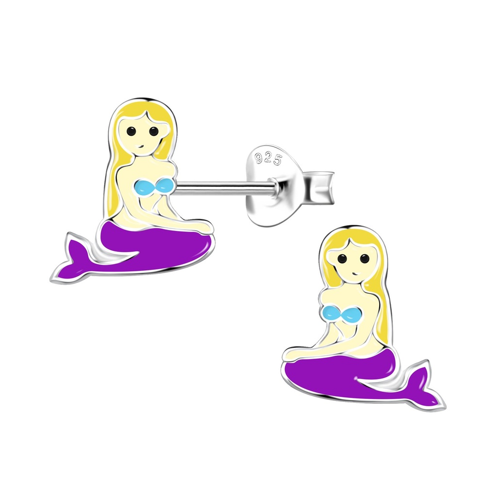 Silver Mermaid Stud Earrings