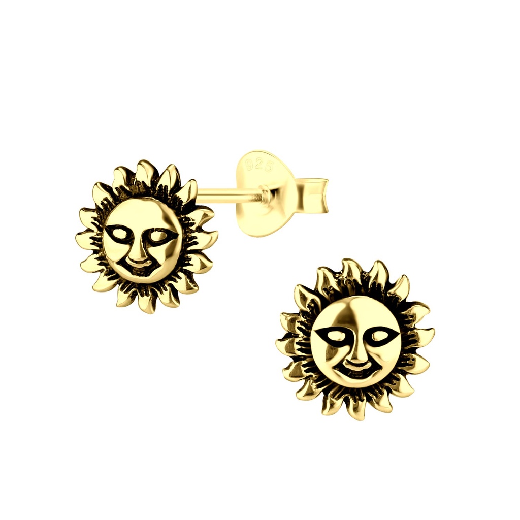 [10032482] Silver Sun Stud Earrings
