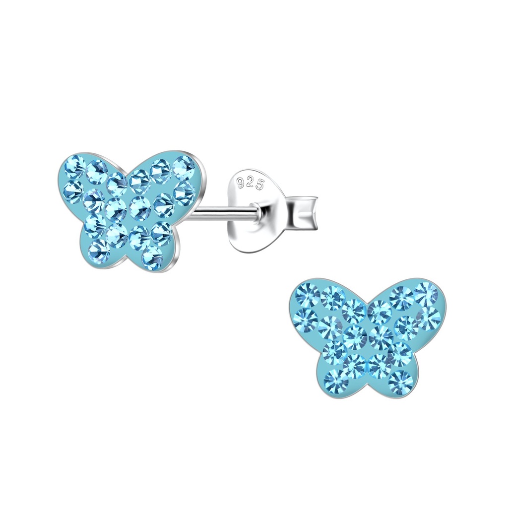 [10032929] Silver Butterfly Stud Earrings (Aqua Bohemica)
