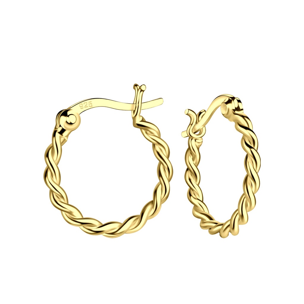 16mm Silver Twisted French Lock Hoop Earrings