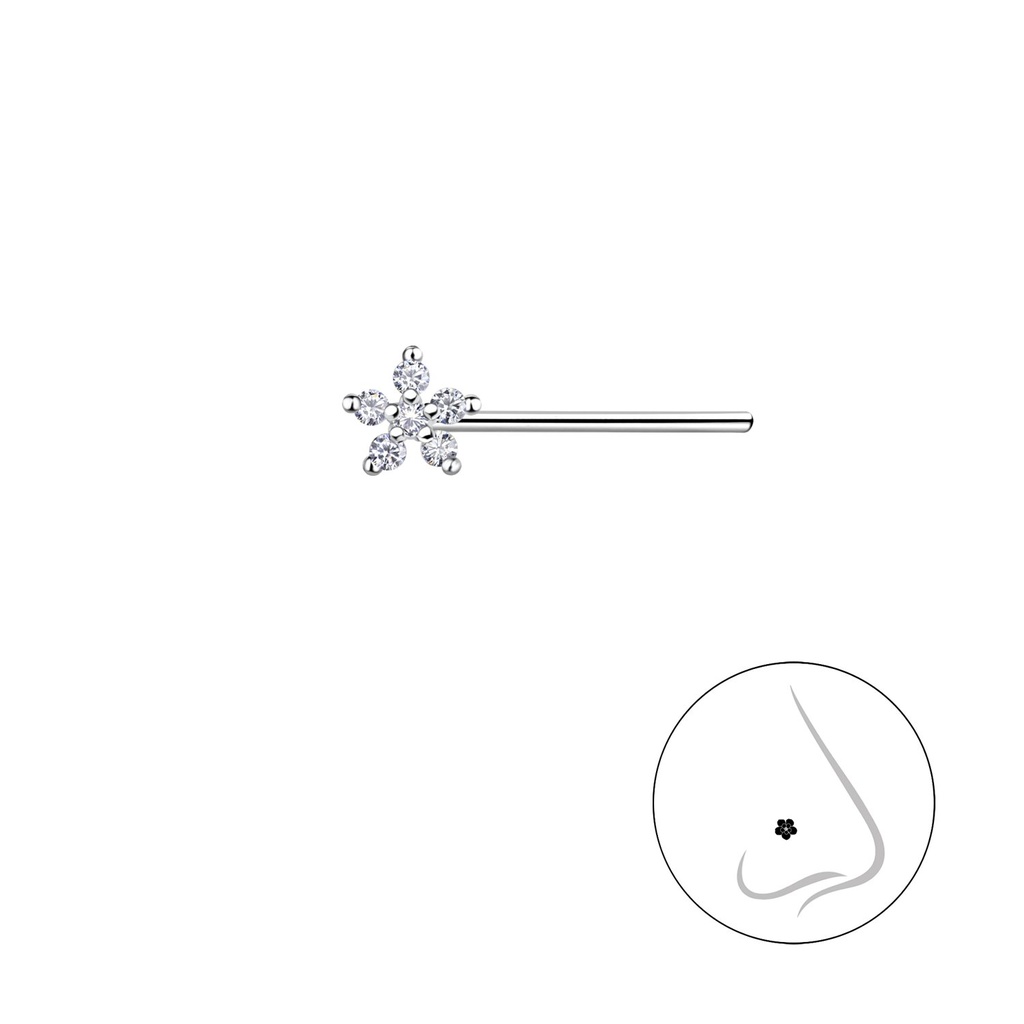 Clou de nez fleur en argent