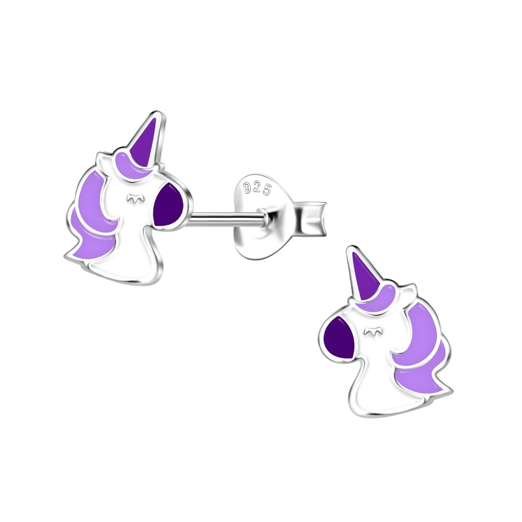 Silver Unicorn Stud Earrings