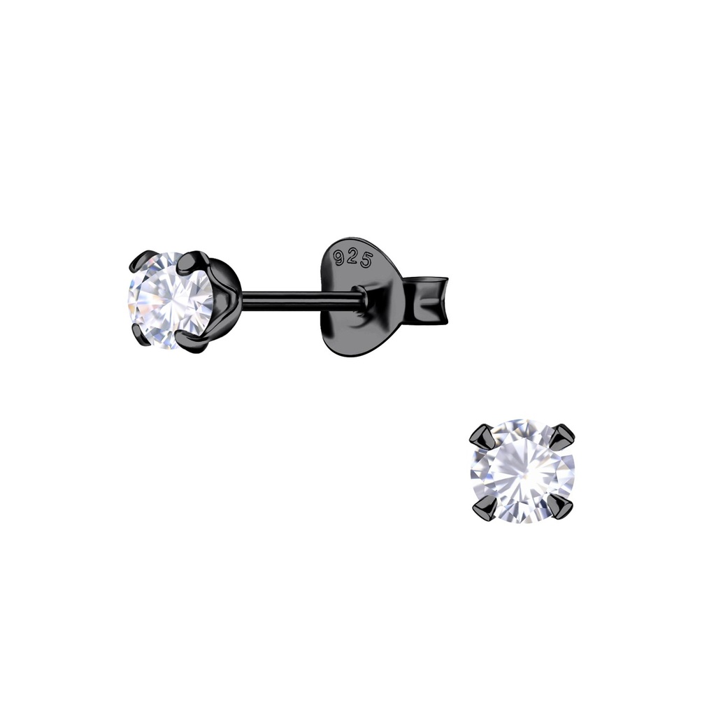 [10032843] Puces d'oreilles en argent zircon rond 4 mm