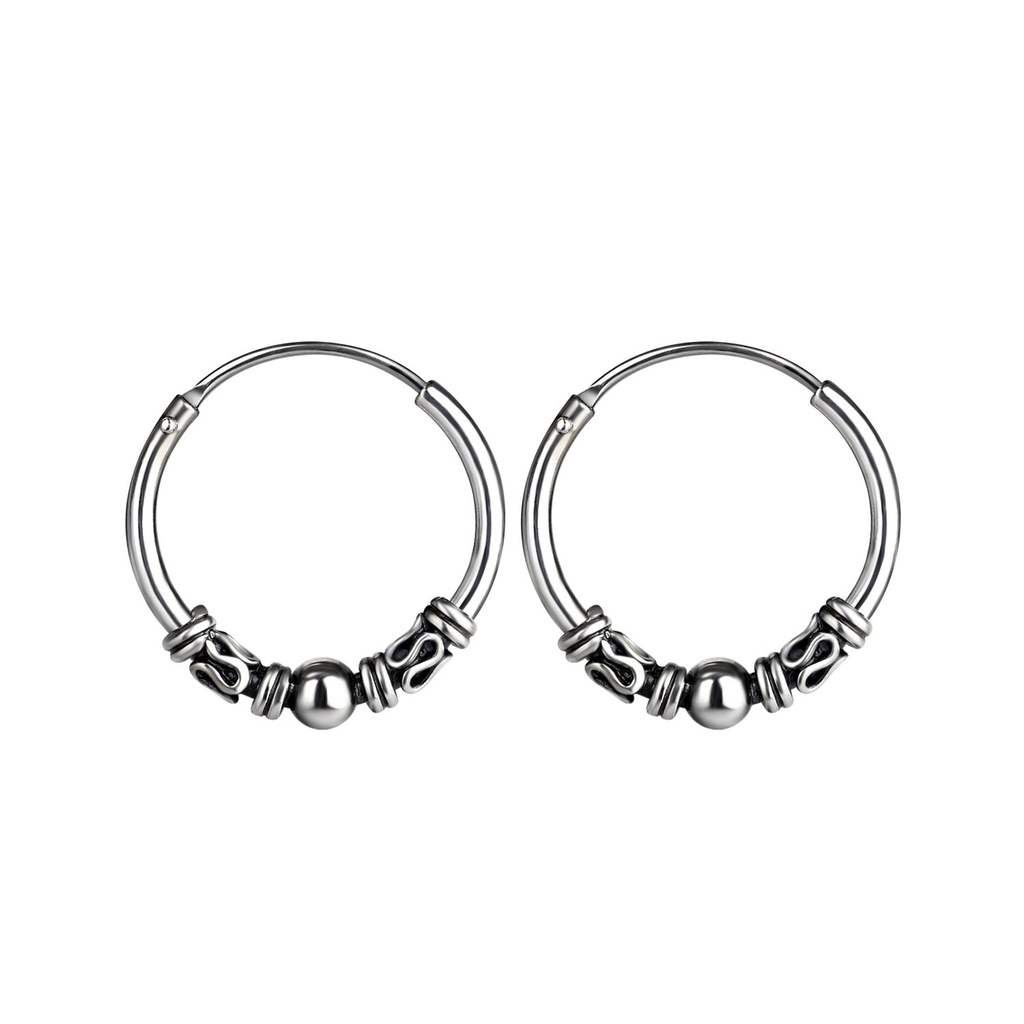 [10032046] 16mm Silver Bali Hoop Earrings