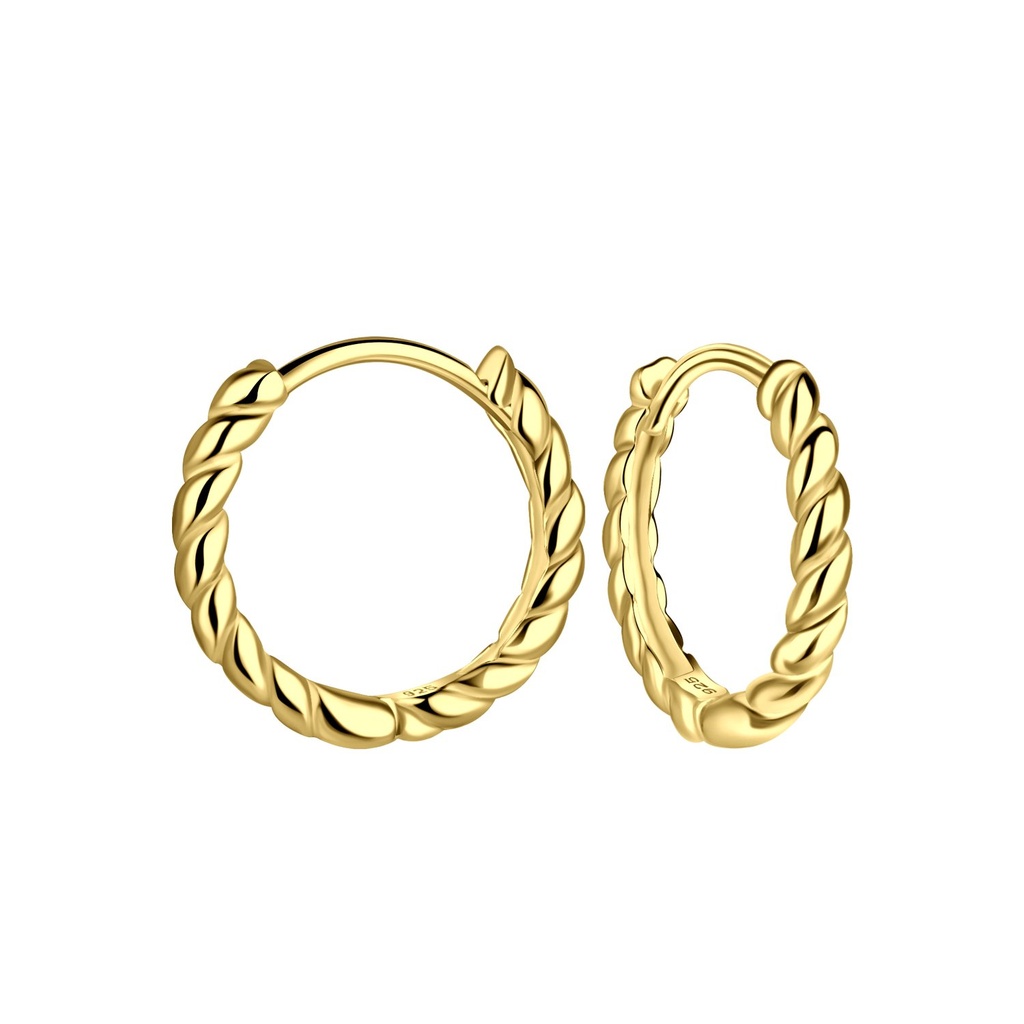 [10032188] Créoles huggie torsadées en argent 14 mm