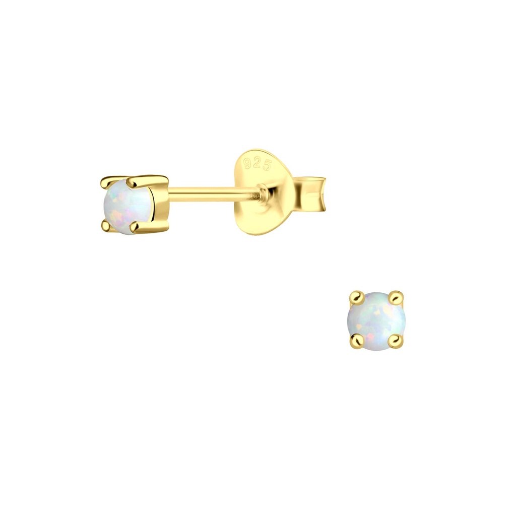 Puces d'oreilles opale en argent 3 mm