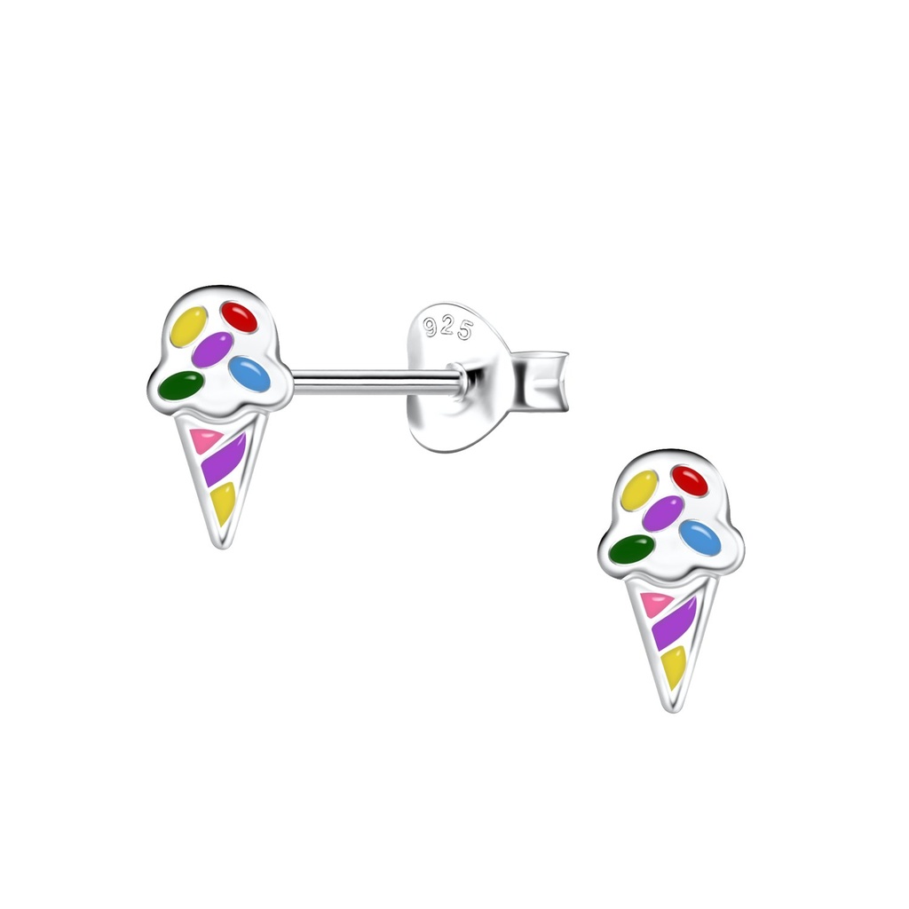 Silver Ice Cream Stud Earrings