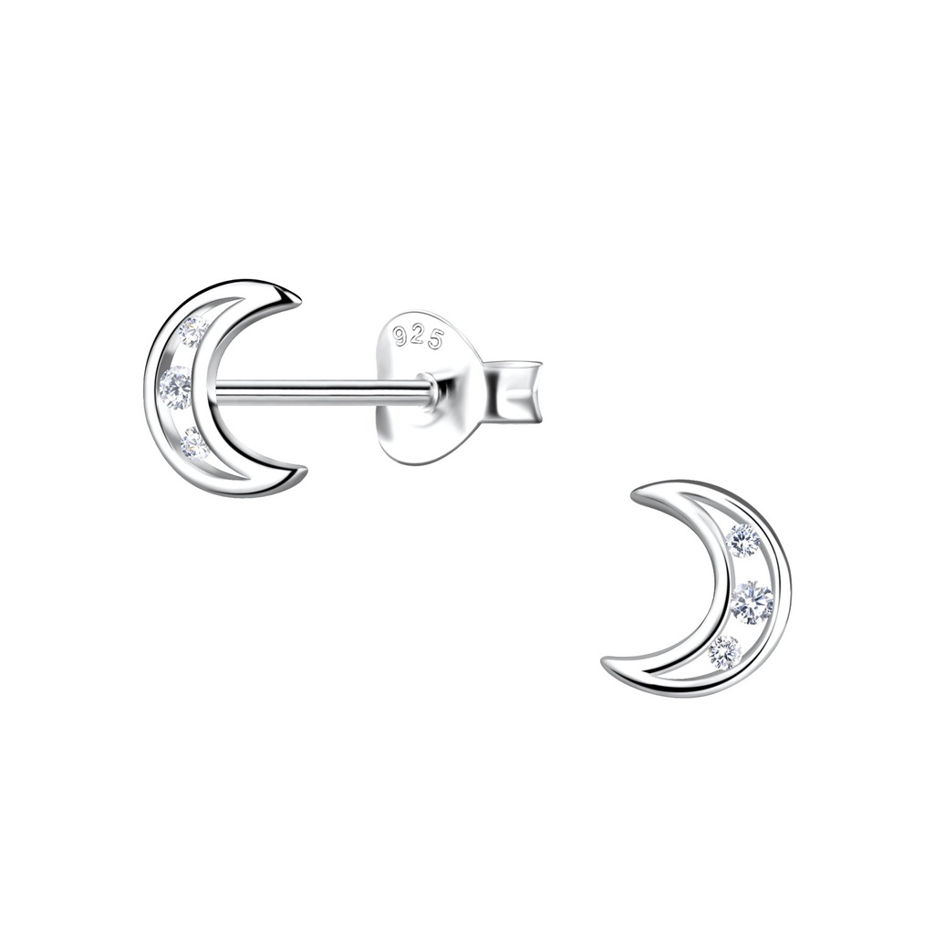 Silver Moon Stud Earrings